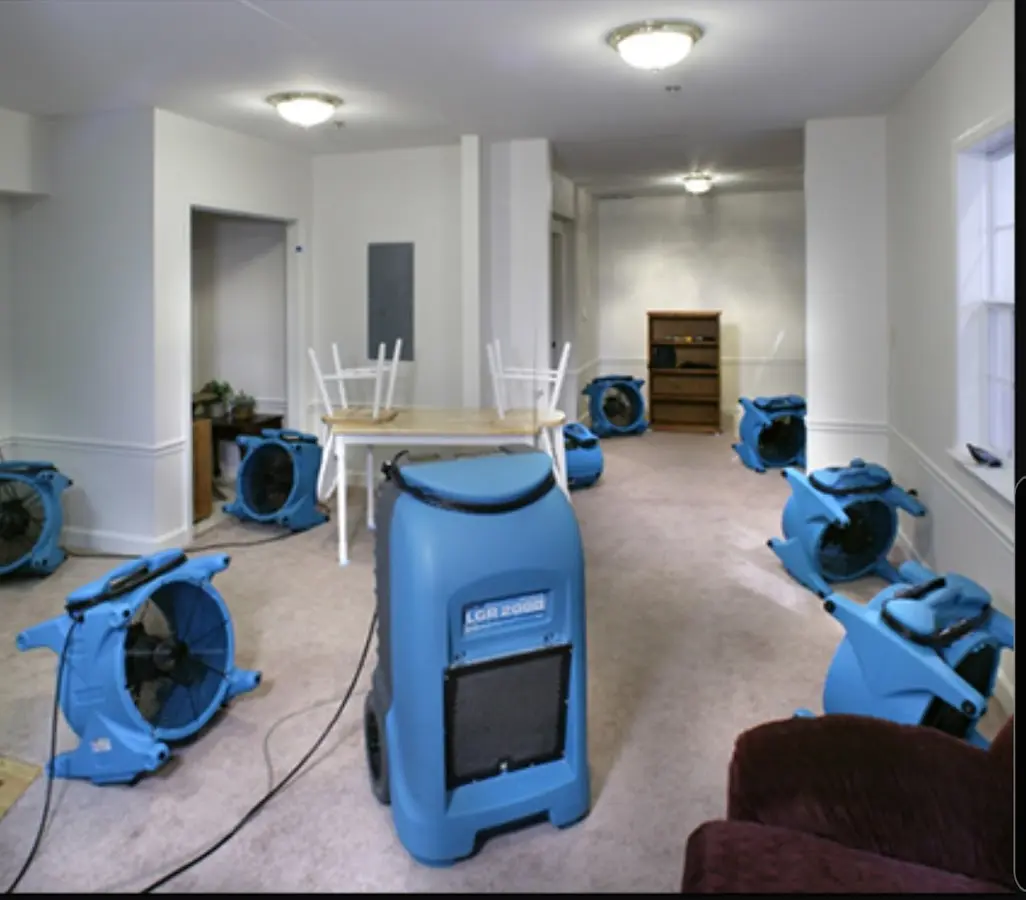 Air movers and dehumidifier setup for Water Extraction & Removal in Key Largo